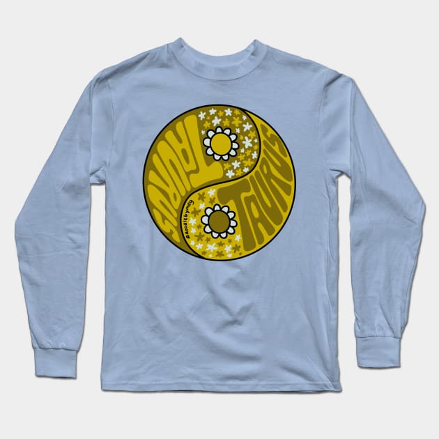 Taurus Yin Yang Long Sleeve T-Shirt by Doodle by Meg